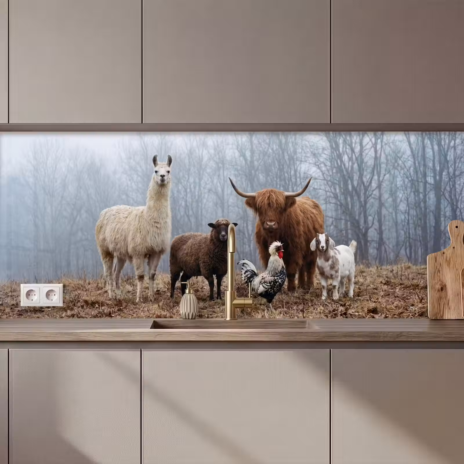 Kitchen splashback - Farm animals - Group - Fog - Nature - Rustic — 1