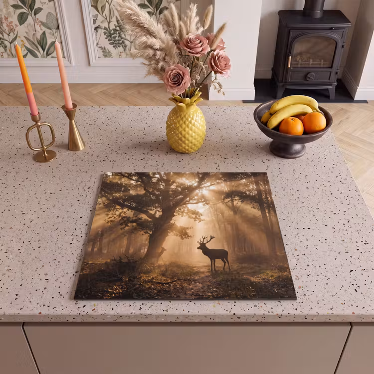 Induction hob cover - Deer - Forest - Misty - Nature - Gold — 3