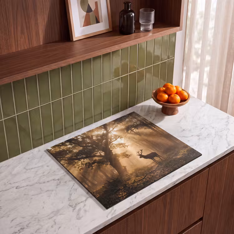 Induction hob cover - Deer - Forest - Misty - Nature - Gold — 4