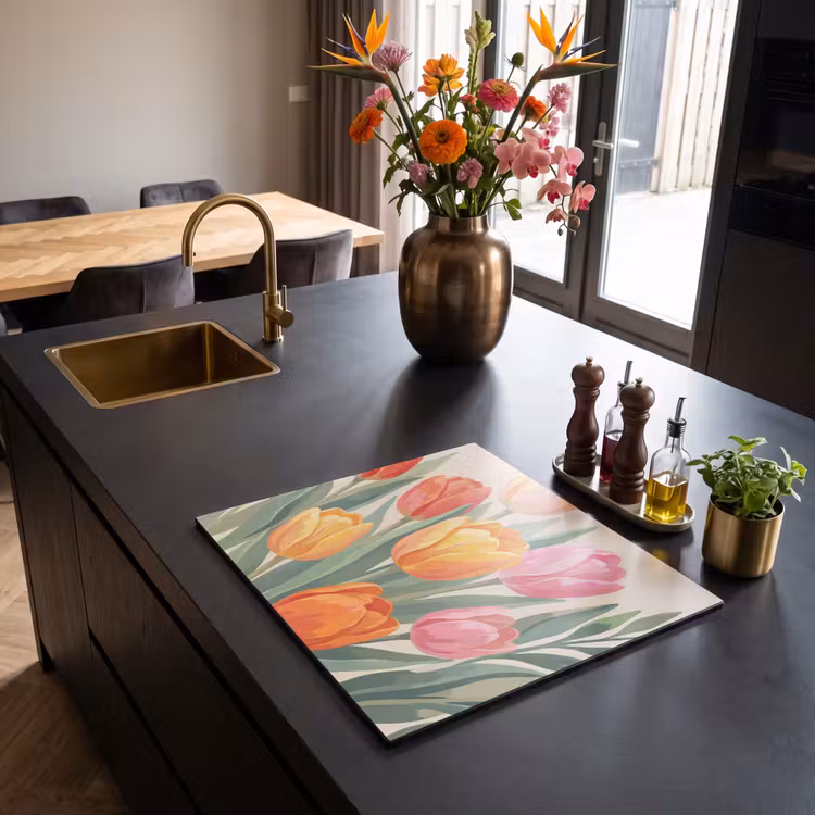 Induction hob cover - Tulips - Abstract - Colorful — 2