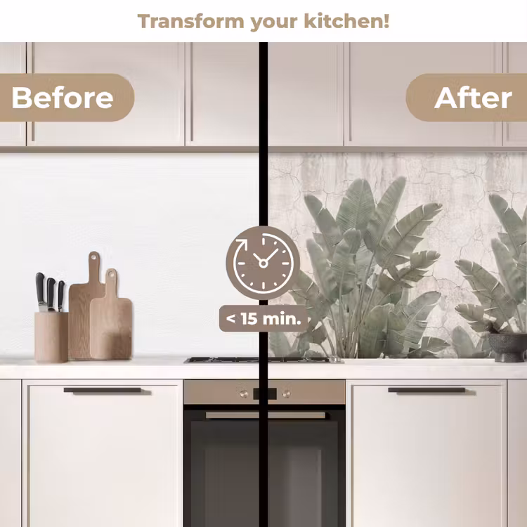 Kitchen splashback - Banana leaves - Concrete - Green — 3