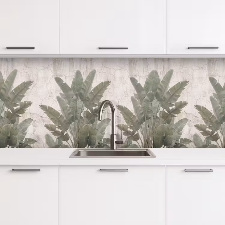 Kitchen splashback - Banana leaves - Concrete - Green — 4