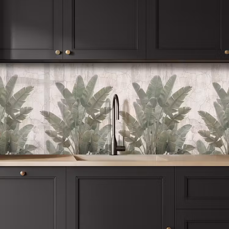 Kitchen splashback - Banana leaves - Concrete - Green — 6