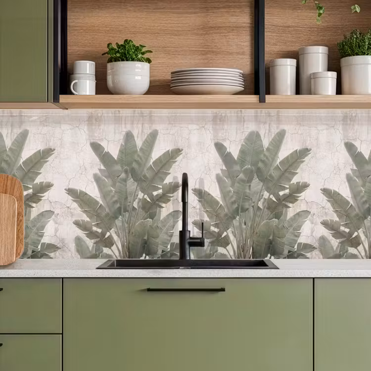 Kitchen splashback - Banana leaves - Concrete - Green — 8