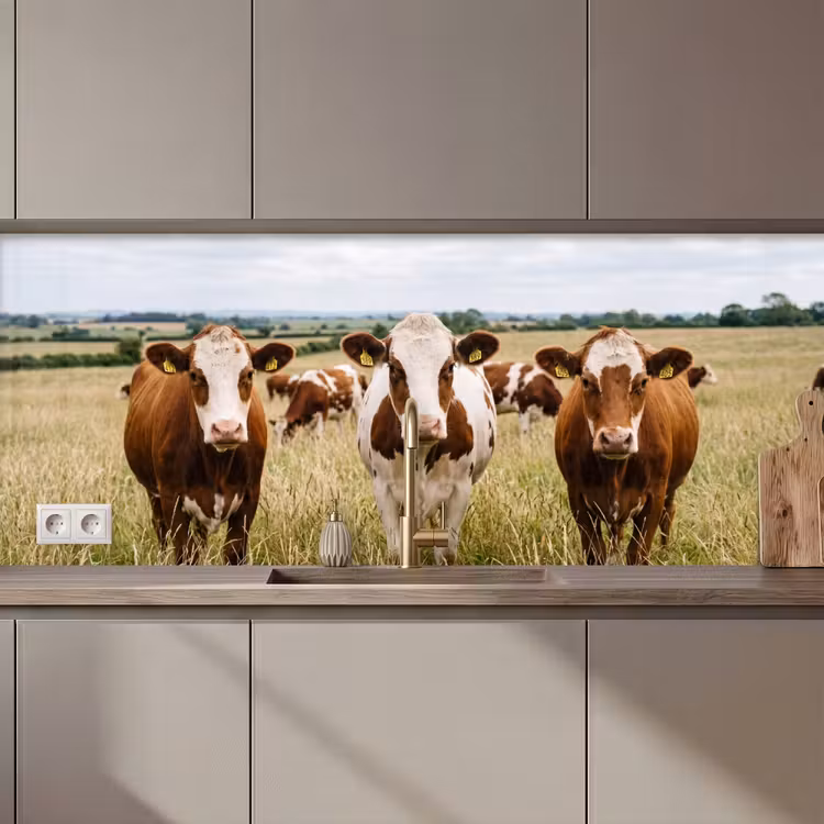 Kitchen splashback - Cows - Portrait - Meadow - Farm - Curious — 1