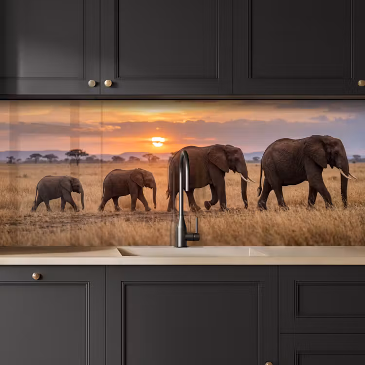 Kitchen splashback - Elephants - Savannah - Sunset - Africa - Warm — 6