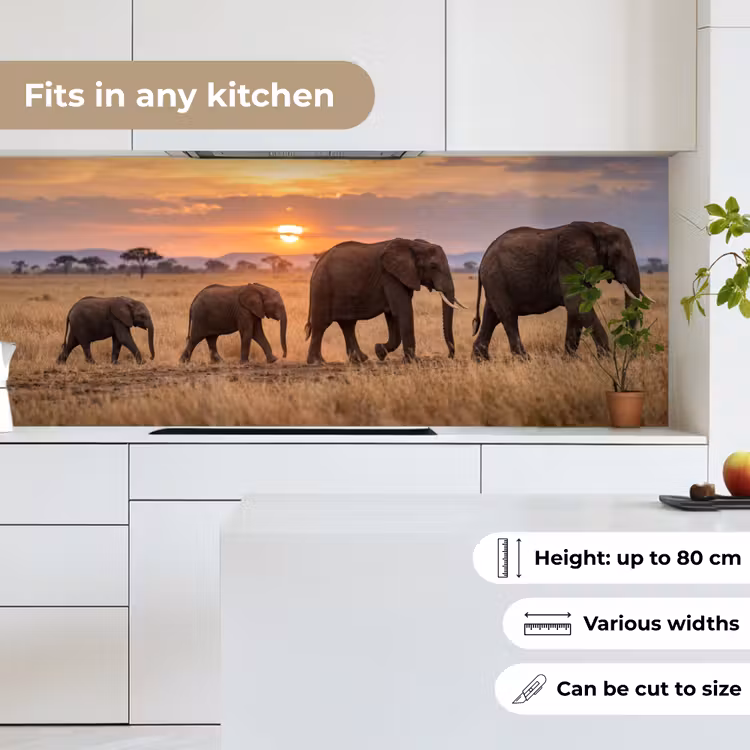 Kitchen splashback - Elephants - Savannah - Sunset - Africa - Warm — 7
