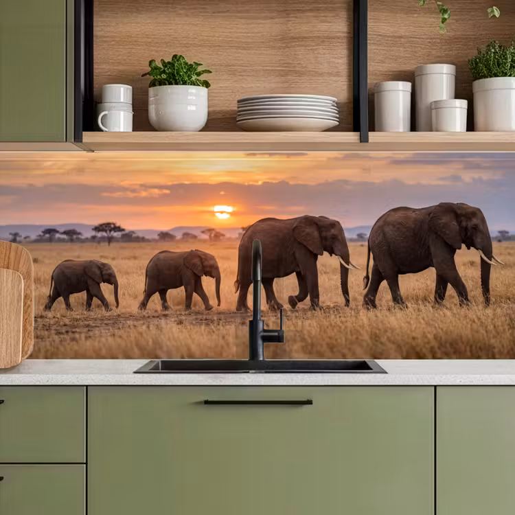 Kitchen splashback - Elephants - Savannah - Sunset - Africa - Warm — 8