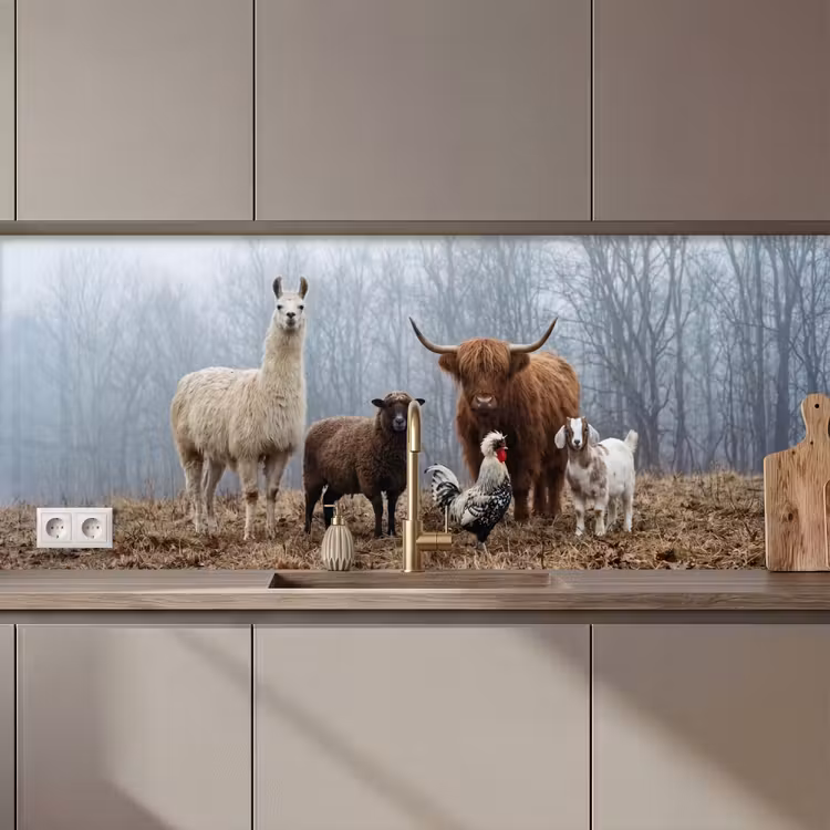 Kitchen splashback - Farm animals - Group - Fog - Nature - Rustic — 1