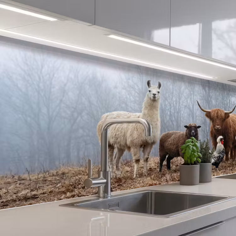 Kitchen splashback - Farm animals - Group - Fog - Nature - Rustic — 2