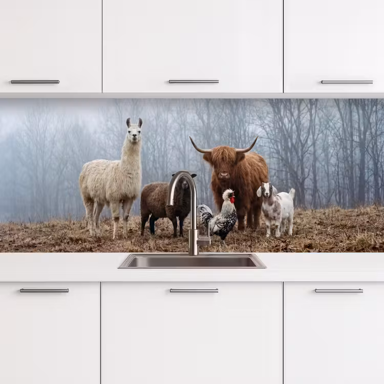 Kitchen splashback - Farm animals - Group - Fog - Nature - Rustic — 4
