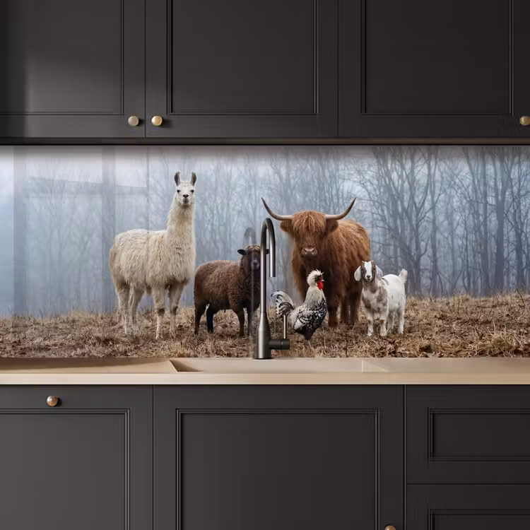 Kitchen splashback - Farm animals - Group - Fog - Nature - Rustic — 6