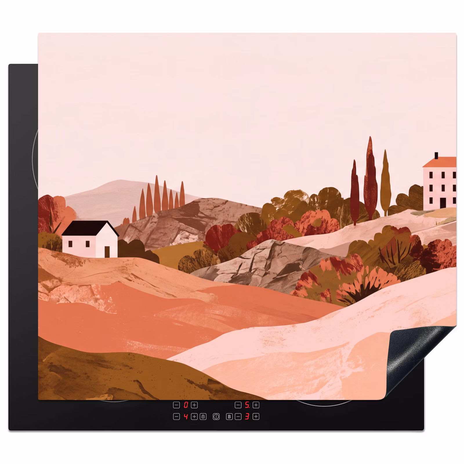 Induction hob cover - Hill landscape - Graphic - Terracotta — 1