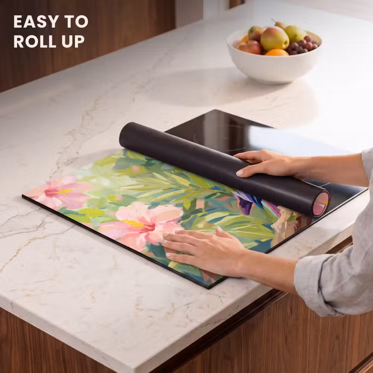 Induction hob cover - Parrot - Hibiscus flowers - Colorful — 6