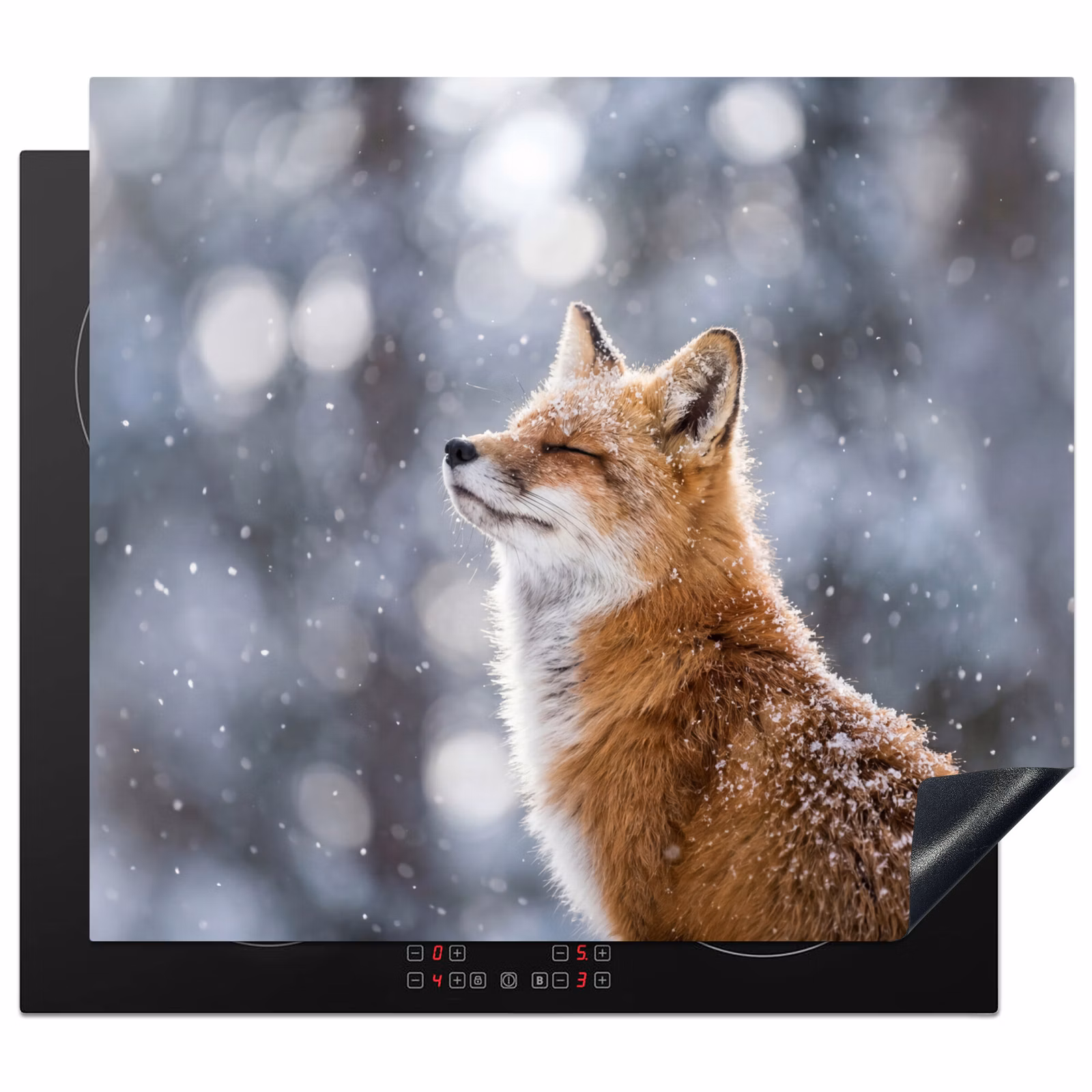 Induction hob cover - Fox - Snowfall - Portrait - Winter - Atmospheric — 1