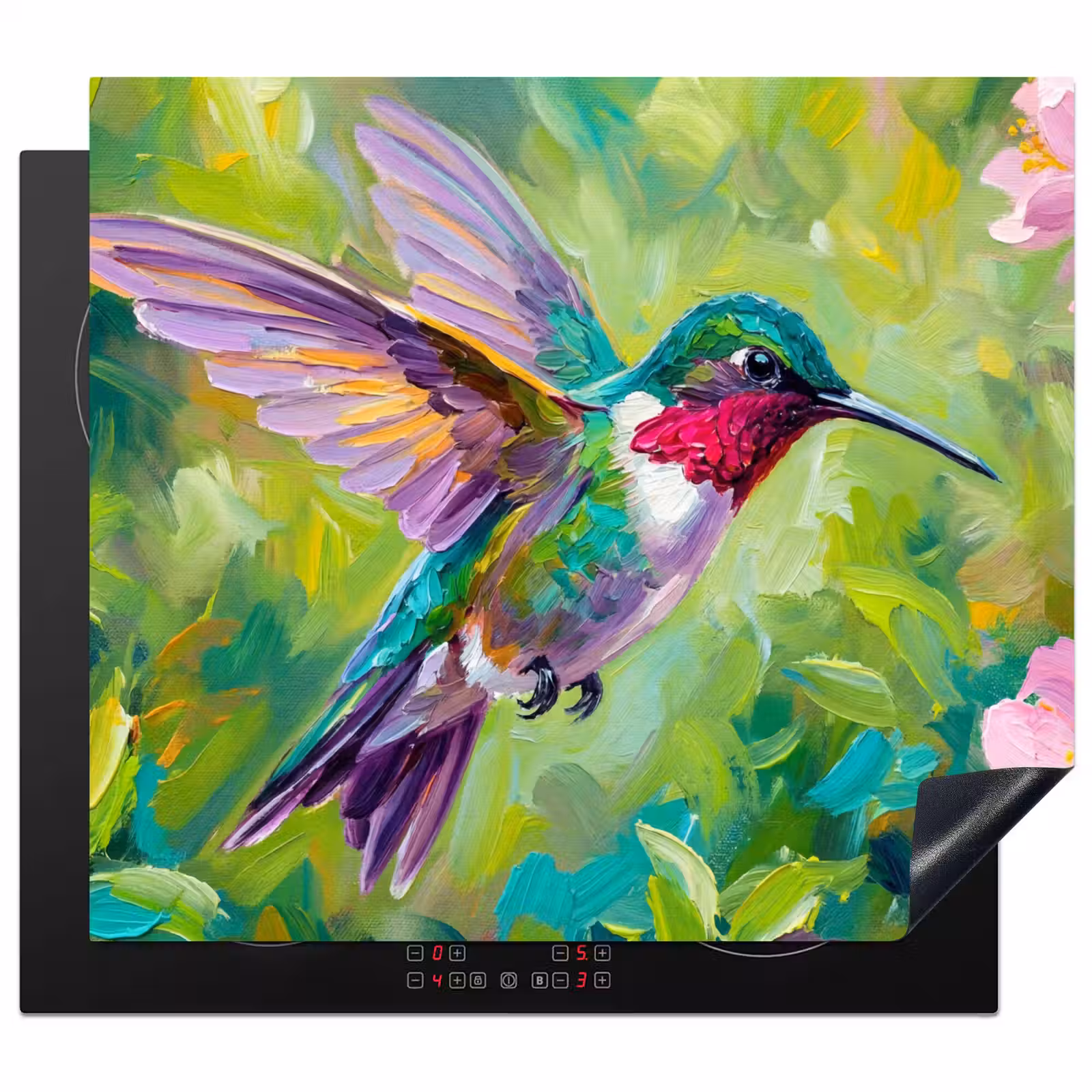Induction hob cover - Hummingbird - Flowers - Nature - Colorful — 1