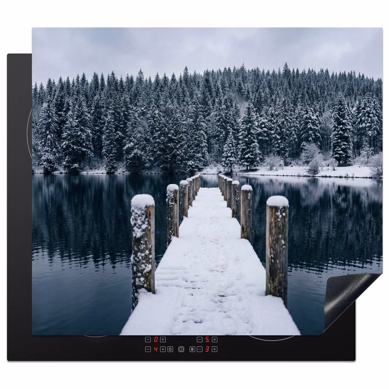 Induction hob cover - Jetty - Lake - Snow - Mountains - Restful — 1