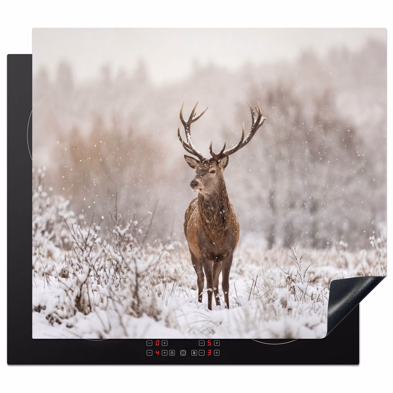 Induction hob cover - Red deer - Forest - Snow - Winter - Majestic — 1