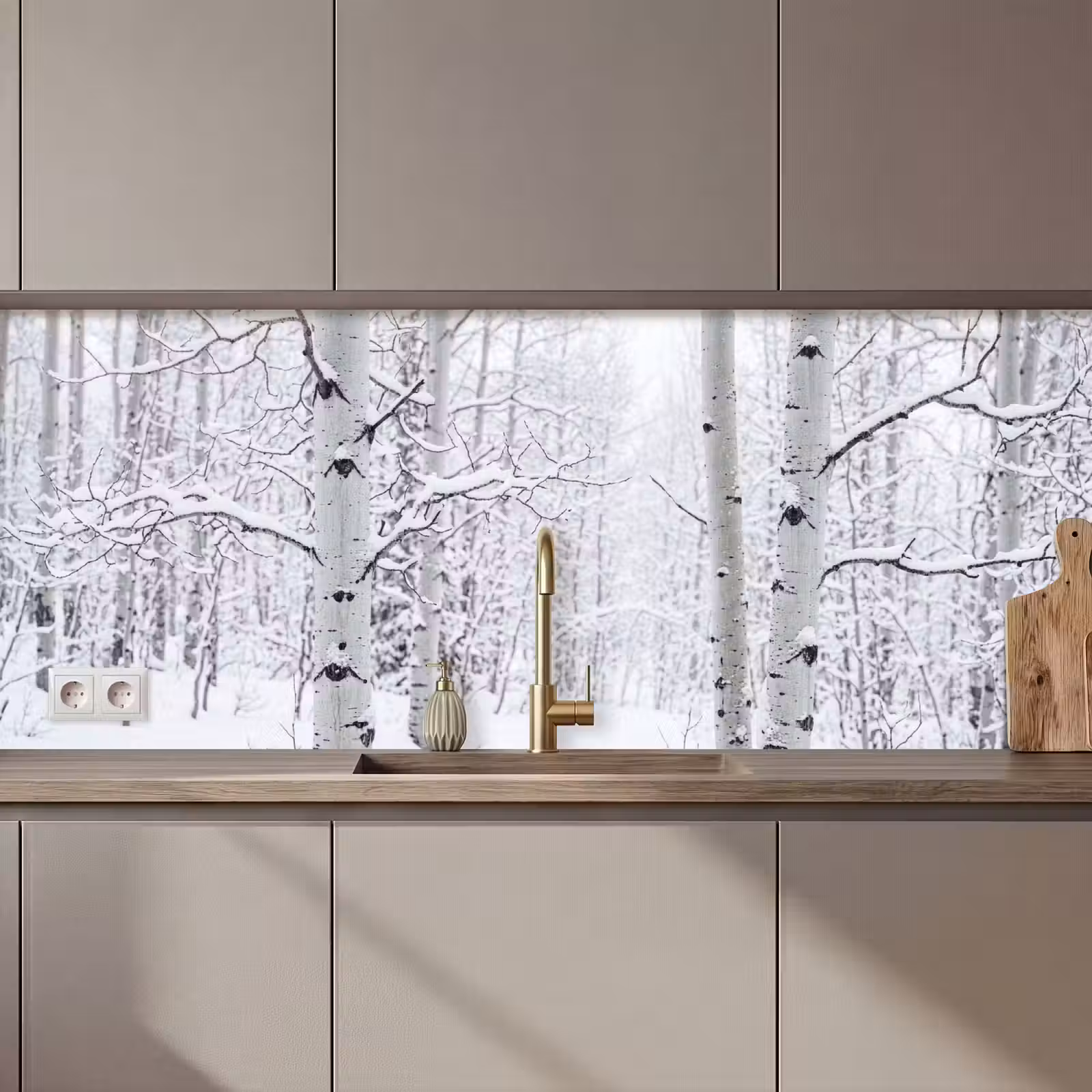 Kitchen splashback - Birch trees - Snow - Winter - Forest - White — 1