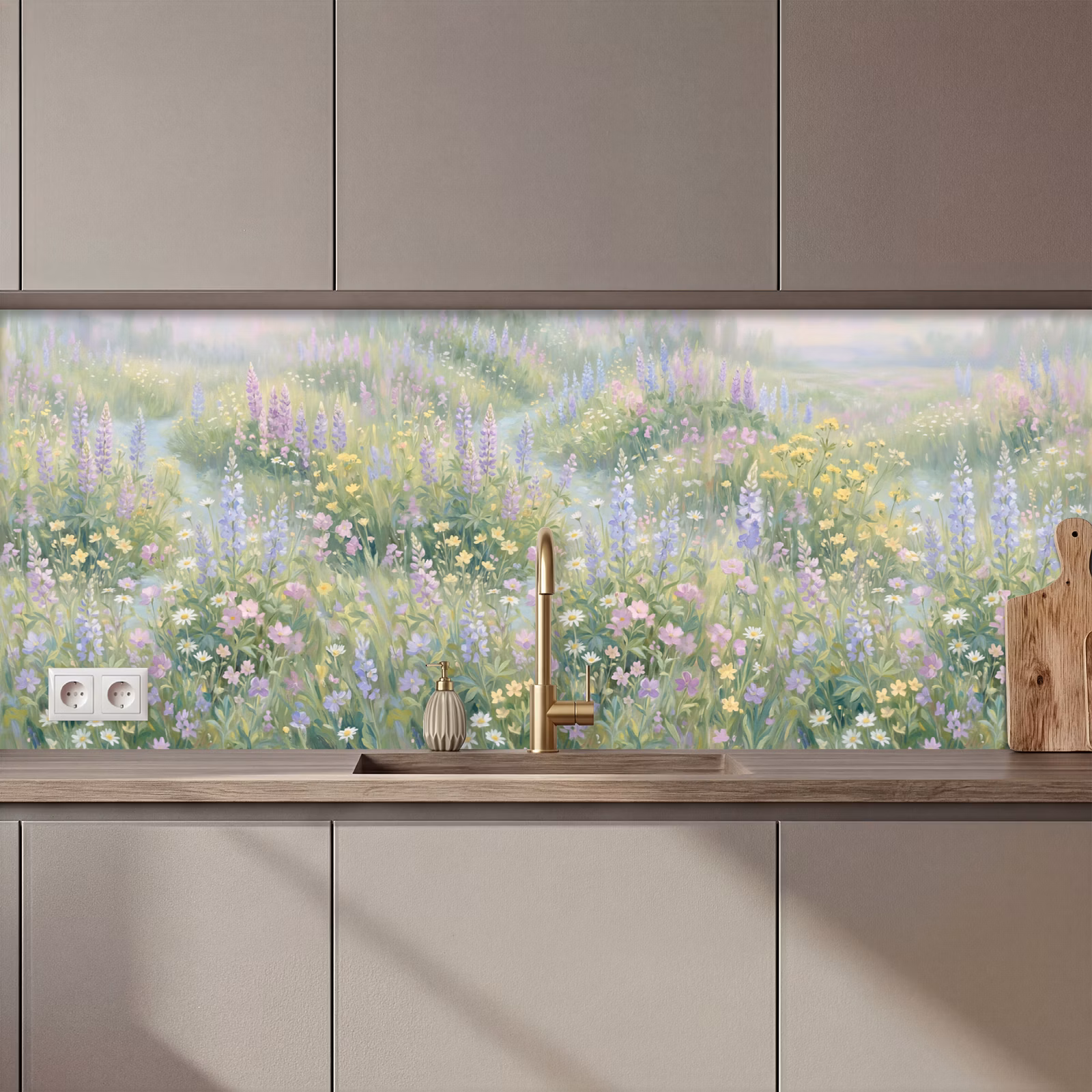 Kitchen splashback - Field of flowers - Hills - Colorful — 1