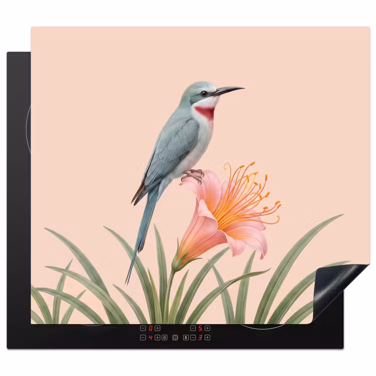 Induction hob cover - Bird - Flower - Nature - Pink — 1