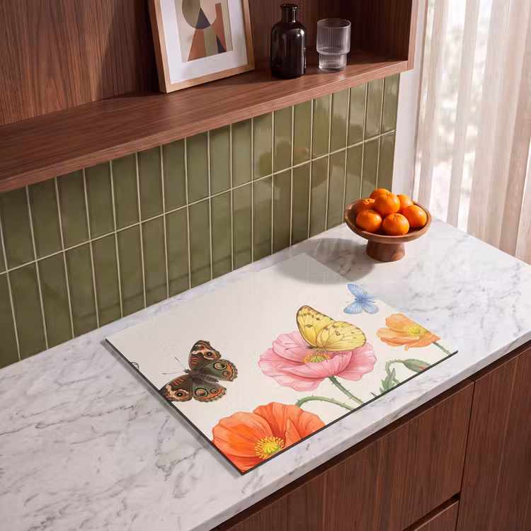 Induction hob cover - Butterflies - Poppies - Illustration - Colorful — 4