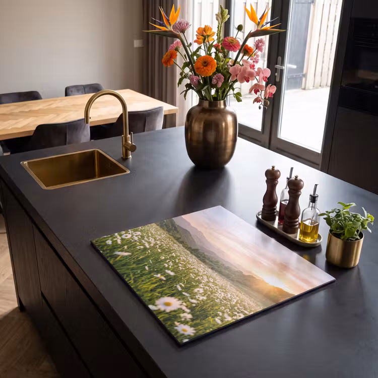 Induction hob cover - Daisy - Field - Hills - Green — 2