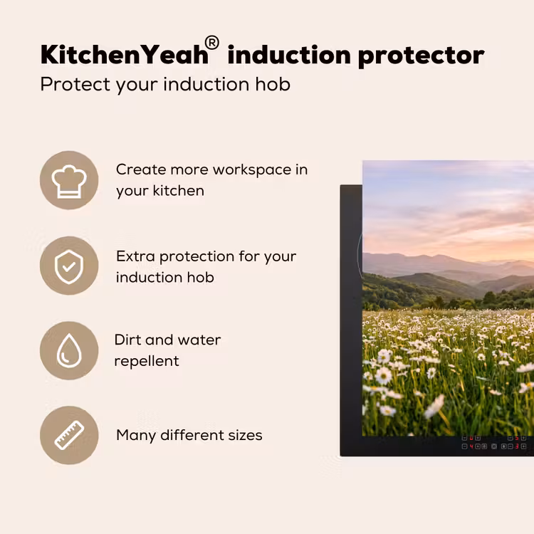 Induction hob cover - Daisy - Field - Hills - Green — 7