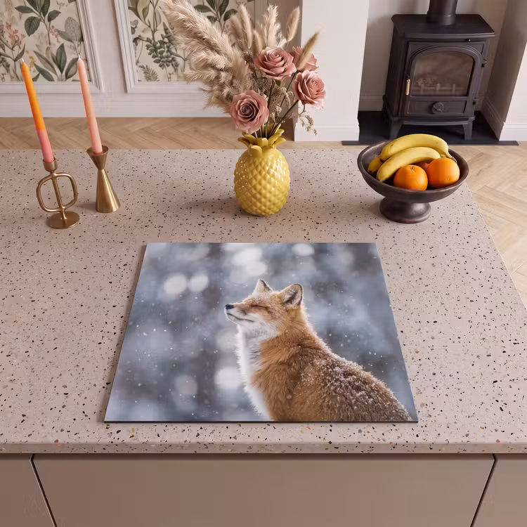 Induction hob cover - Fox - Snowfall - Portrait - Winter - Atmospheric — 3