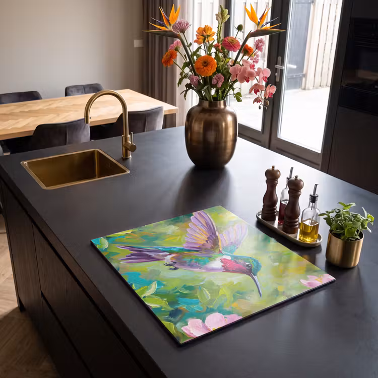 Induction hob cover - Hummingbird - Flowers - Nature - Colorful — 2