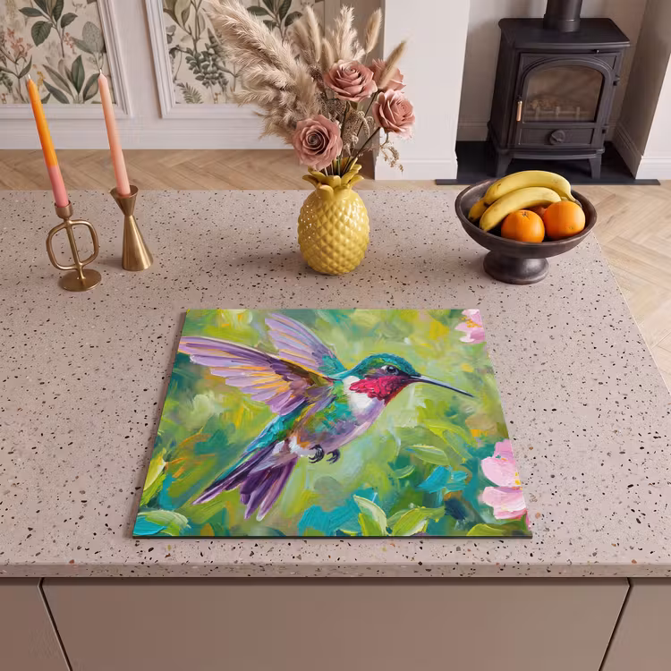 Induction hob cover - Hummingbird - Flowers - Nature - Colorful — 3