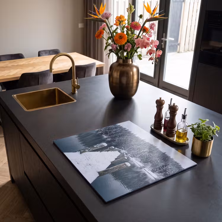 Induction hob cover - Jetty - Lake - Snow - Mountains - Restful — 2