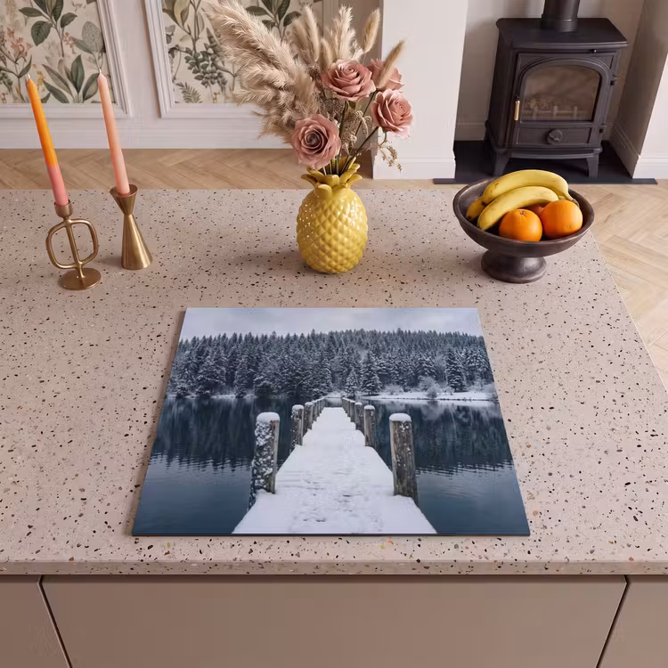 Induction hob cover - Jetty - Lake - Snow - Mountains - Restful — 3