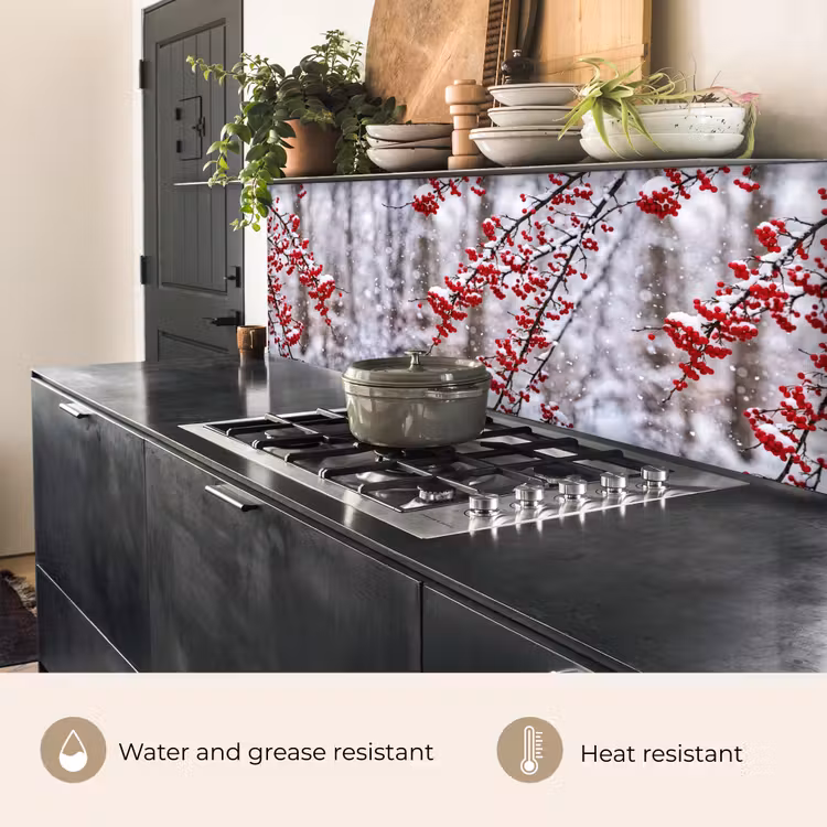 Kitchen splashback - Berries - Branches - Snow - Winter - Colorful — 5