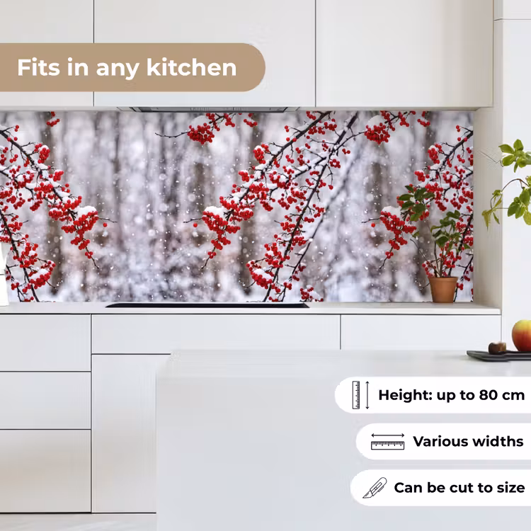Kitchen splashback - Berries - Branches - Snow - Winter - Colorful — 7