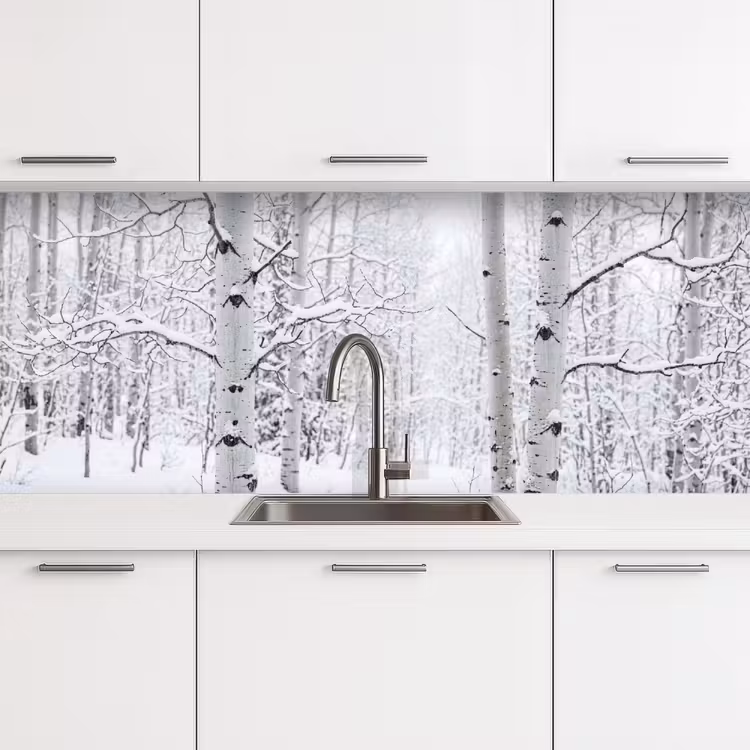 Kitchen splashback - Birch trees - Snow - Winter - Forest - White — 4