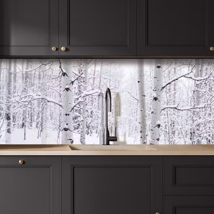 Kitchen splashback - Birch trees - Snow - Winter - Forest - White — 6