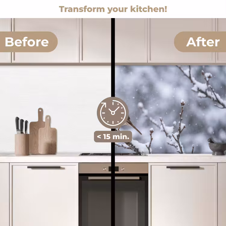 Kitchen splashback - Bird - Branch - Snow - Winter — 3