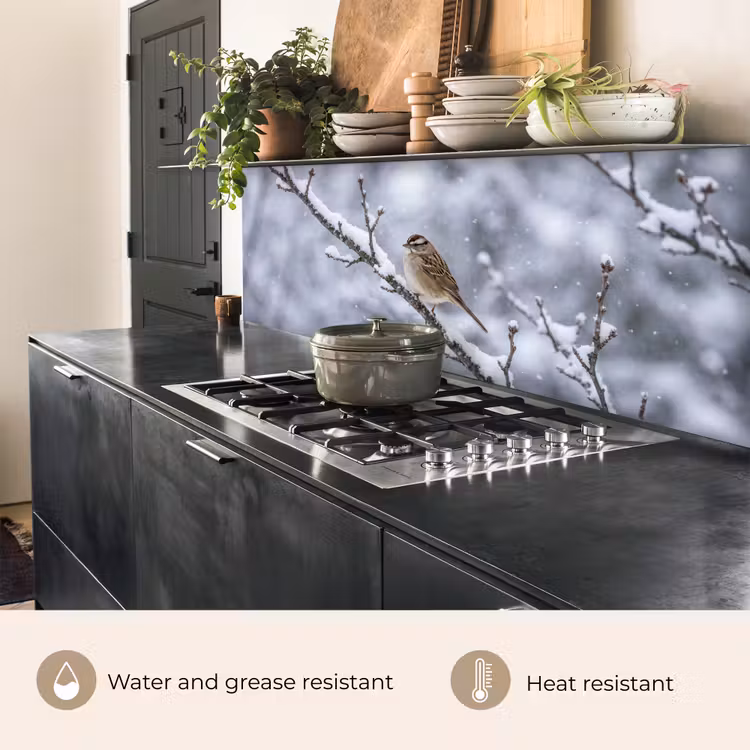Kitchen splashback - Bird - Branch - Snow - Winter — 5