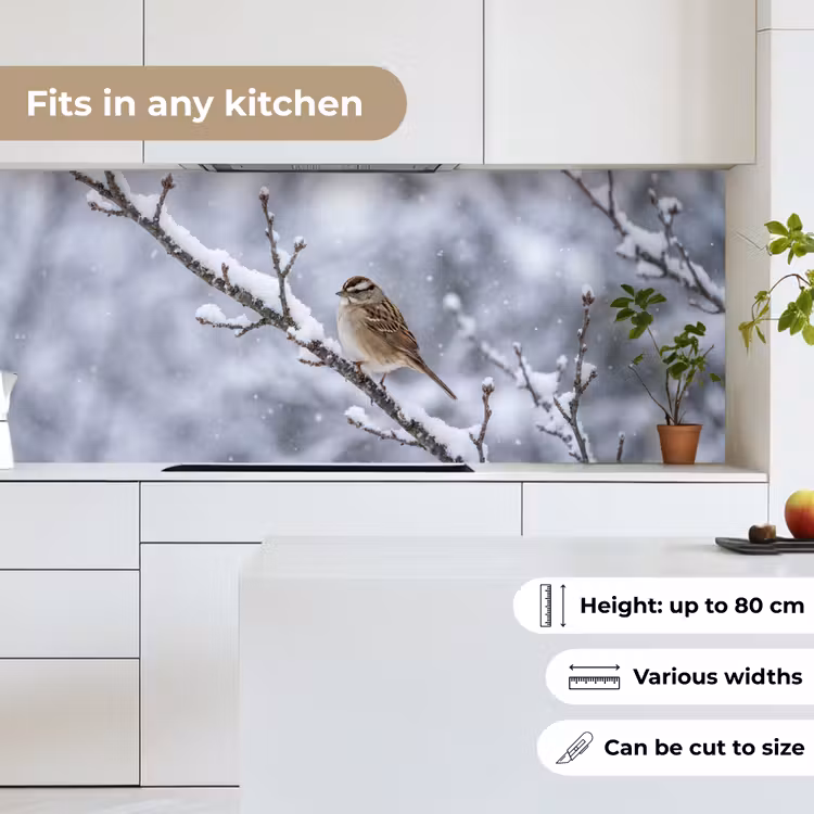 Kitchen splashback - Bird - Branch - Snow - Winter — 7