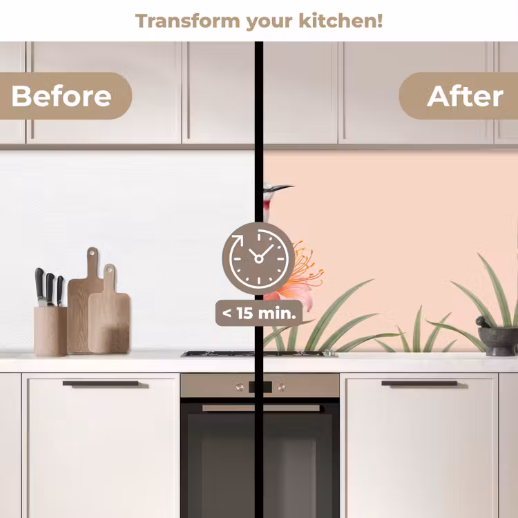 Kitchen splashback - Bird - Flower - Nature - Pink — 3