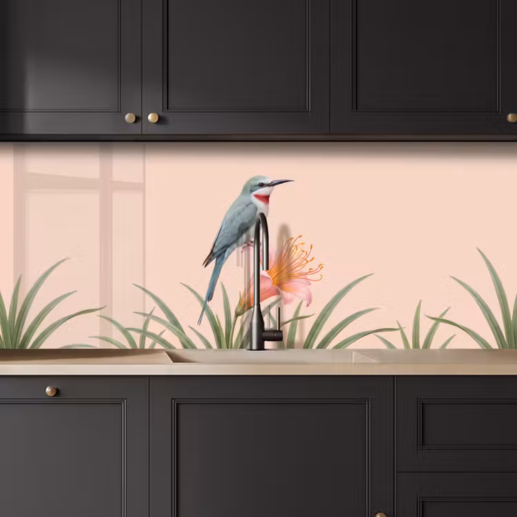 Kitchen splashback - Bird - Flower - Nature - Pink — 6