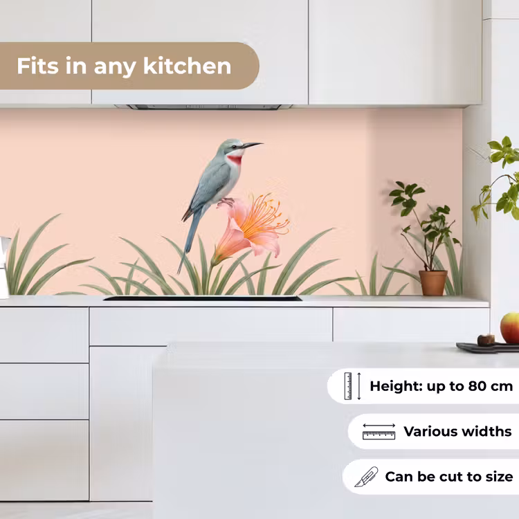 Kitchen splashback - Bird - Flower - Nature - Pink — 7