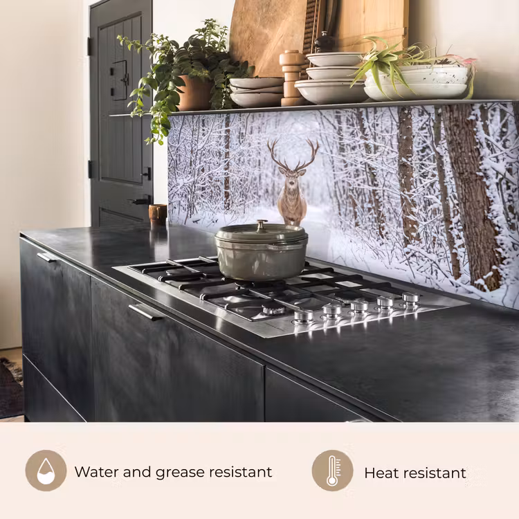 Kitchen splashback - Deer - Winter - Forest - Nature - White — 5