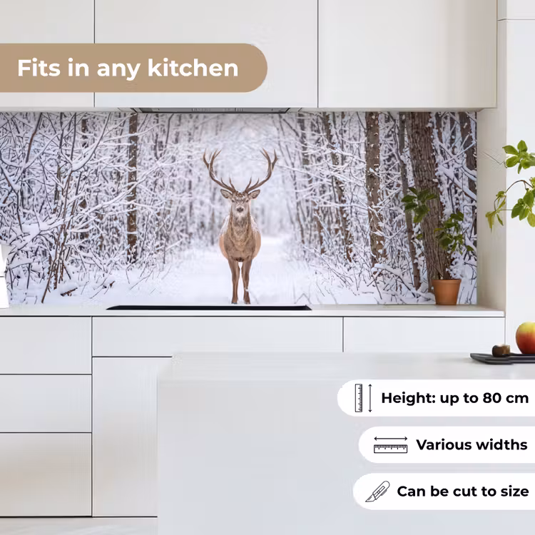 Kitchen splashback - Deer - Winter - Forest - Nature - White — 7