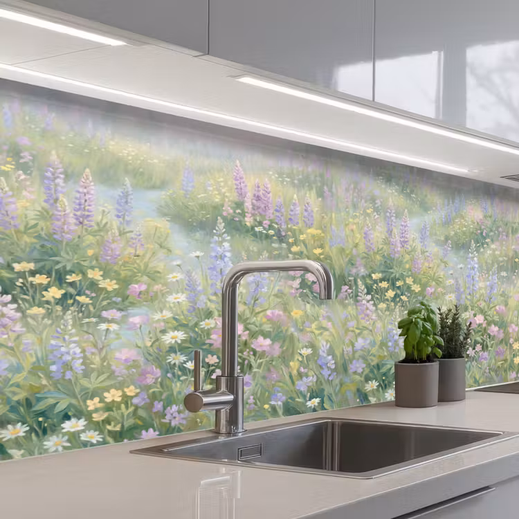 Kitchen splashback - Field of flowers - Hills - Colorful — 2