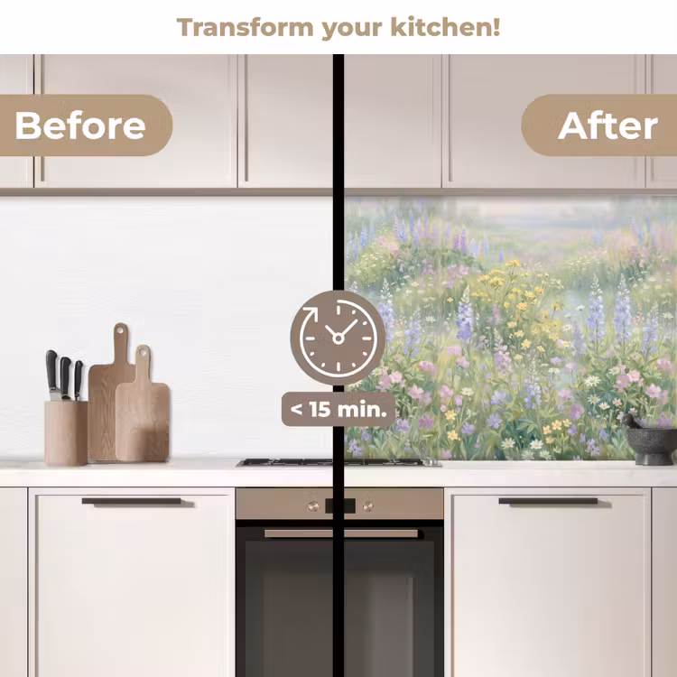 Kitchen splashback - Field of flowers - Hills - Colorful — 3