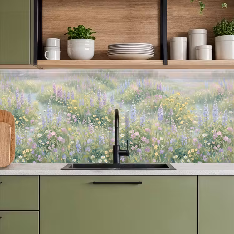 Kitchen splashback - Field of flowers - Hills - Colorful — 8