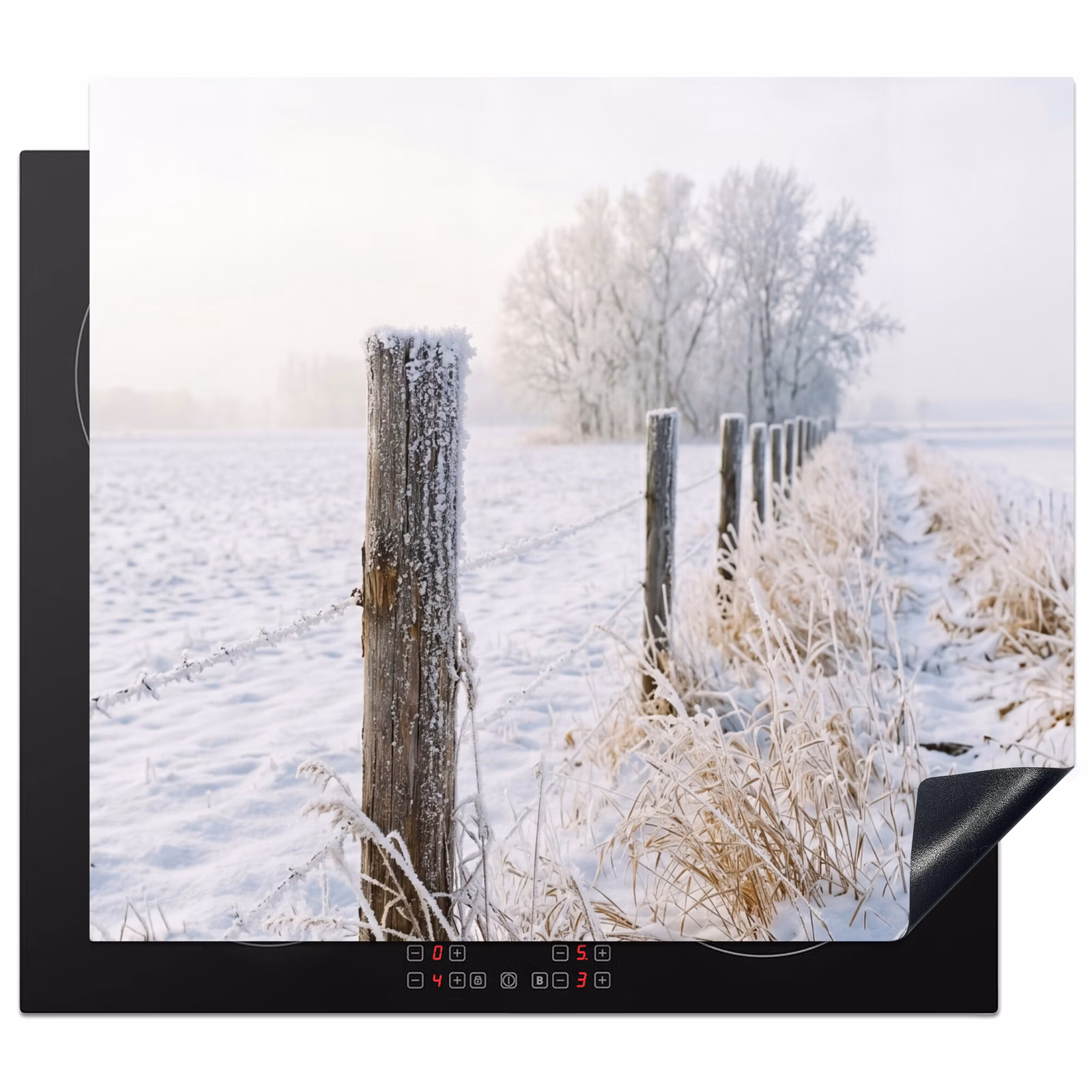 Induction hob cover - Fence - Snow - Fog - Countryside - Nostalgic — 1