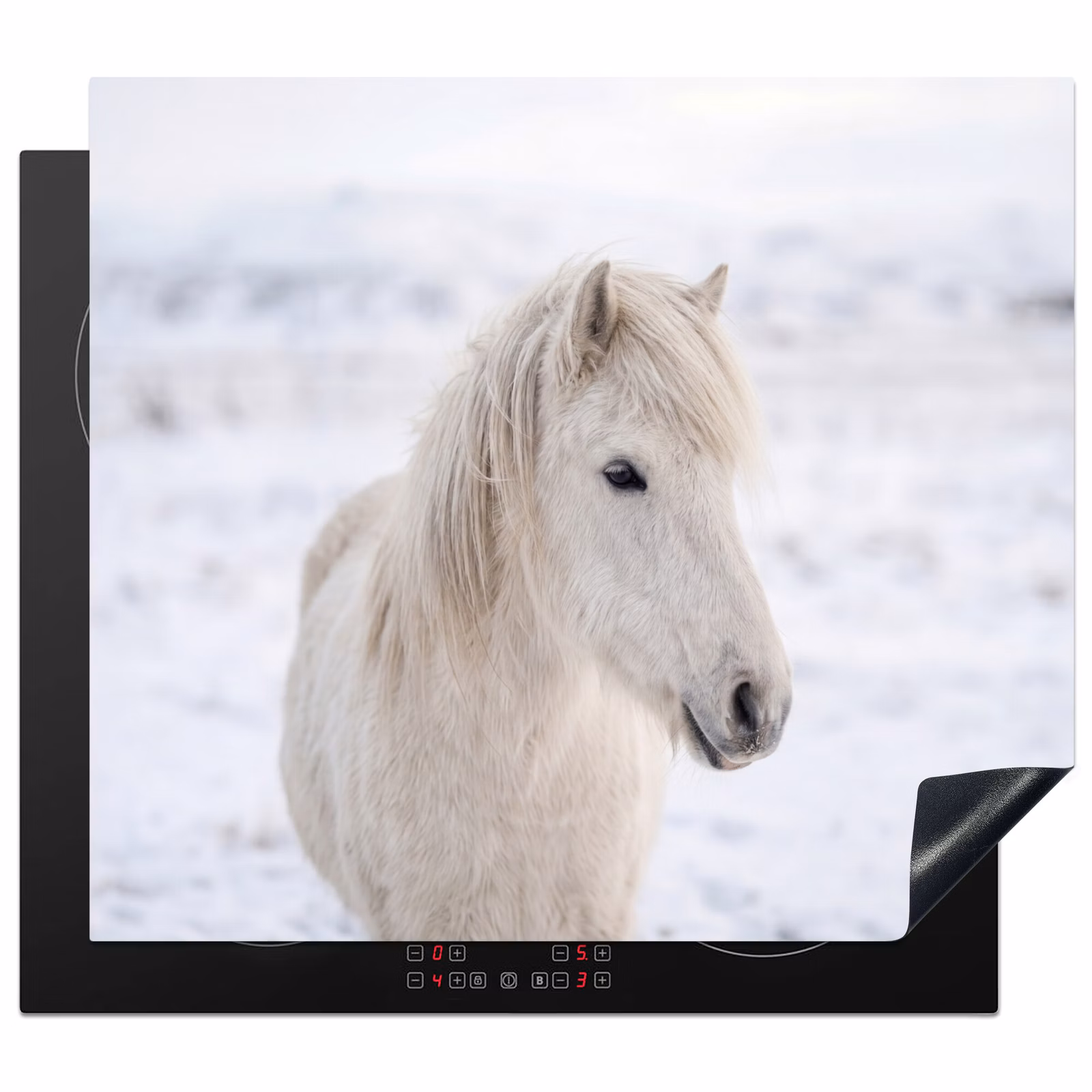 Induction hob cover - Horse - Head - Winter - Animals - White — 1